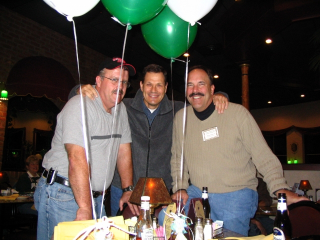 The life of the party!  John Gallup, Joe Lindsey, and Jeff Hoachlander 74 (left to right).