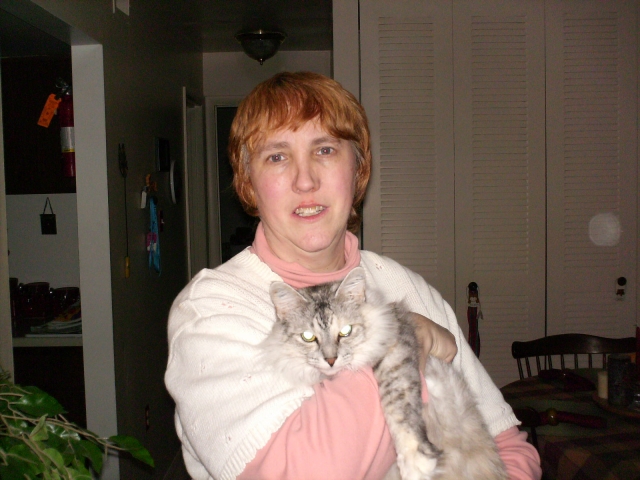 Tracey and her cat, Rosie