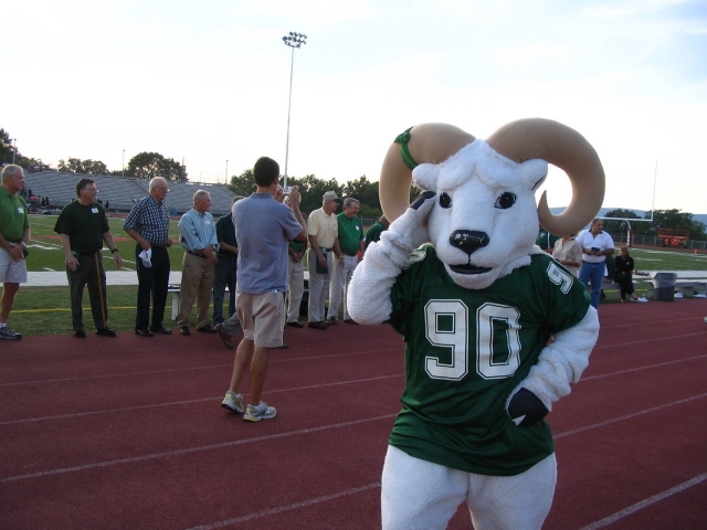 The Ram Mascot looks on with approval!